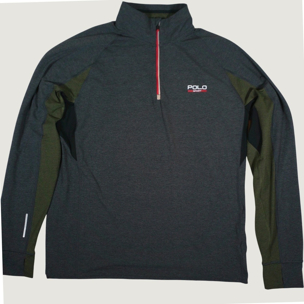 Polo Sport Quarter Zip Pullover Mens L Gray Excellent ThermoVent Performance